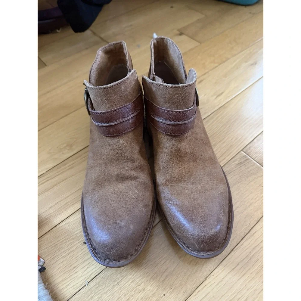 Born Kati Brown Leather Low Ankle Boots Sz 8 BR0040452‎
